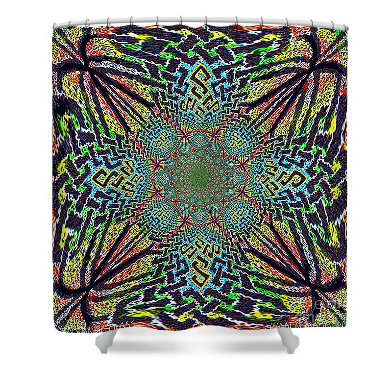 Celtic Cross Shower Curtain featuring the painting Dimensional Celtic Cross by Hidden Mountain