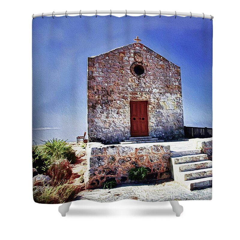 Chapel Shower Curtain featuring the photograph Dingli Chapel by Pennie McCracken