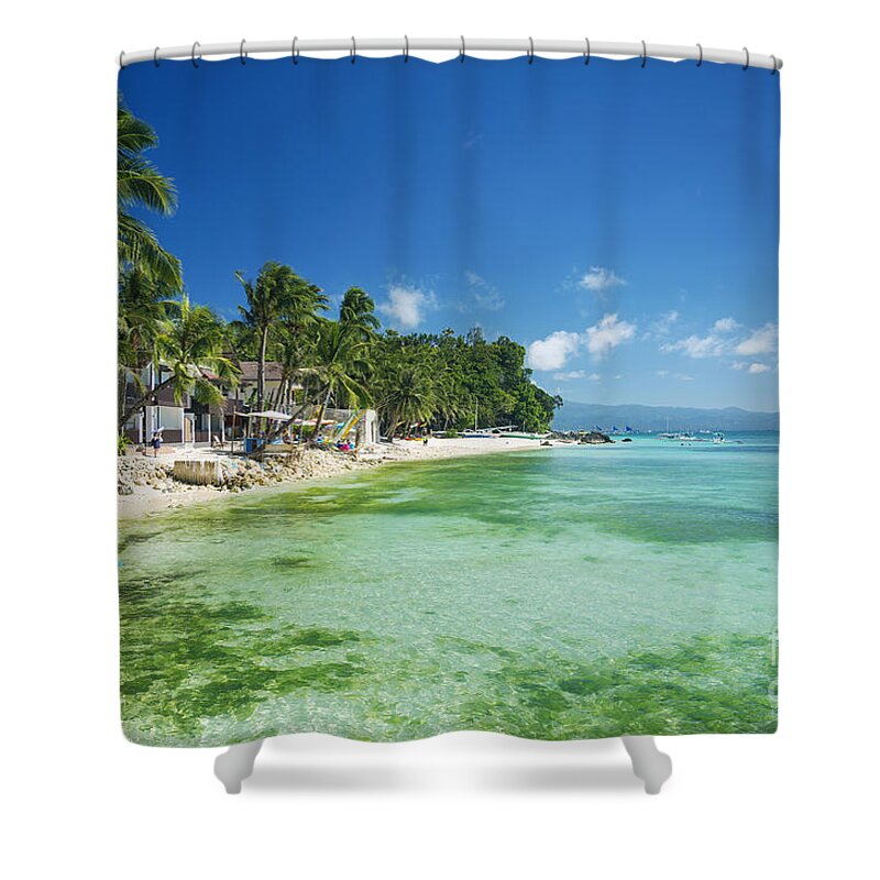 Asia Shower Curtain featuring the photograph Diniwid Tropical Beach In Boracay Island Philippines by JM Travel Photography