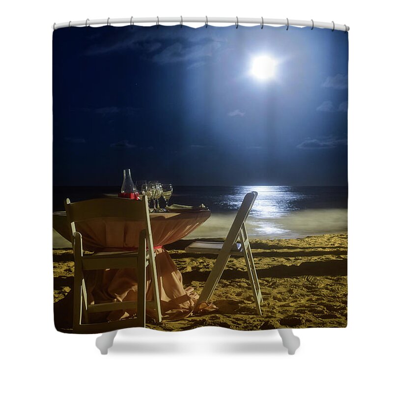 Punta Cana Shower Curtain featuring the photograph Dinner for Two in the Moonlight by Nicole Lloyd