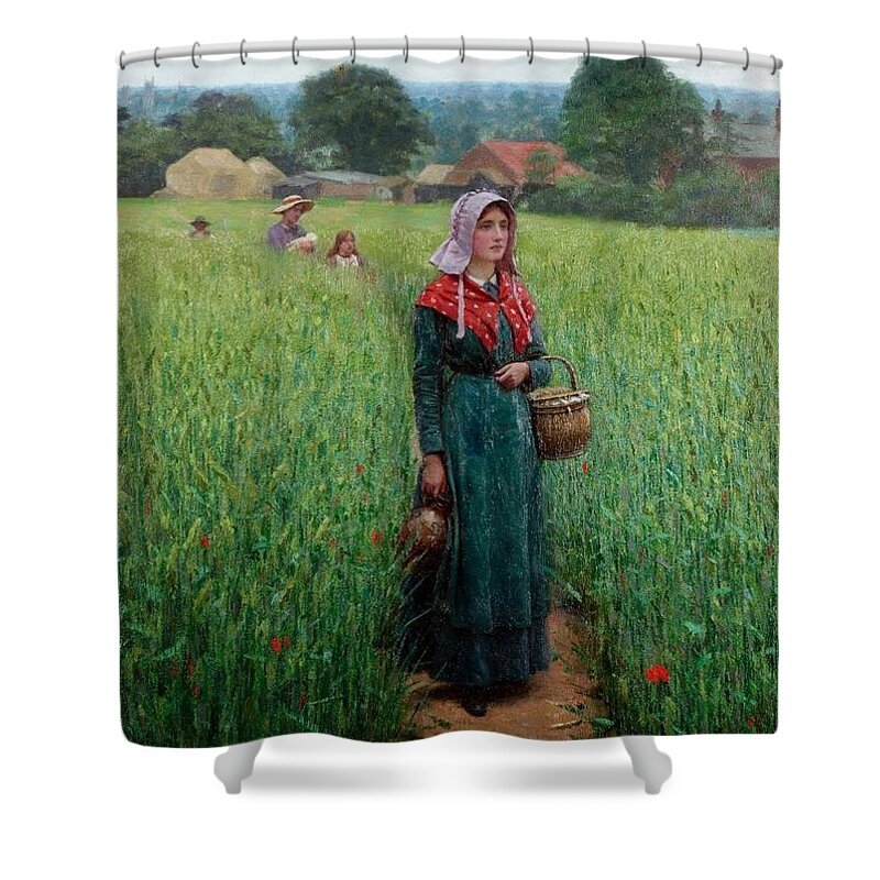 Edmund Blair Leighton - Dinner Time 1918 Shower Curtain featuring the painting Dinner Time by MotionAge Designs