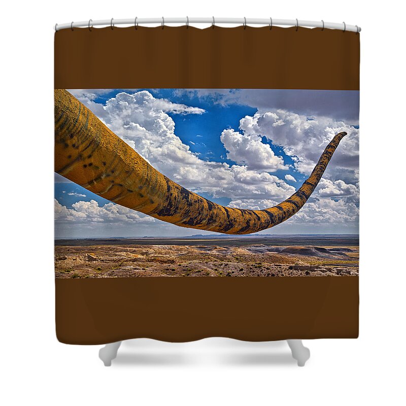 Dinosaurs Shower Curtain featuring the photograph Dinosaur Tales by Gary Warnimont