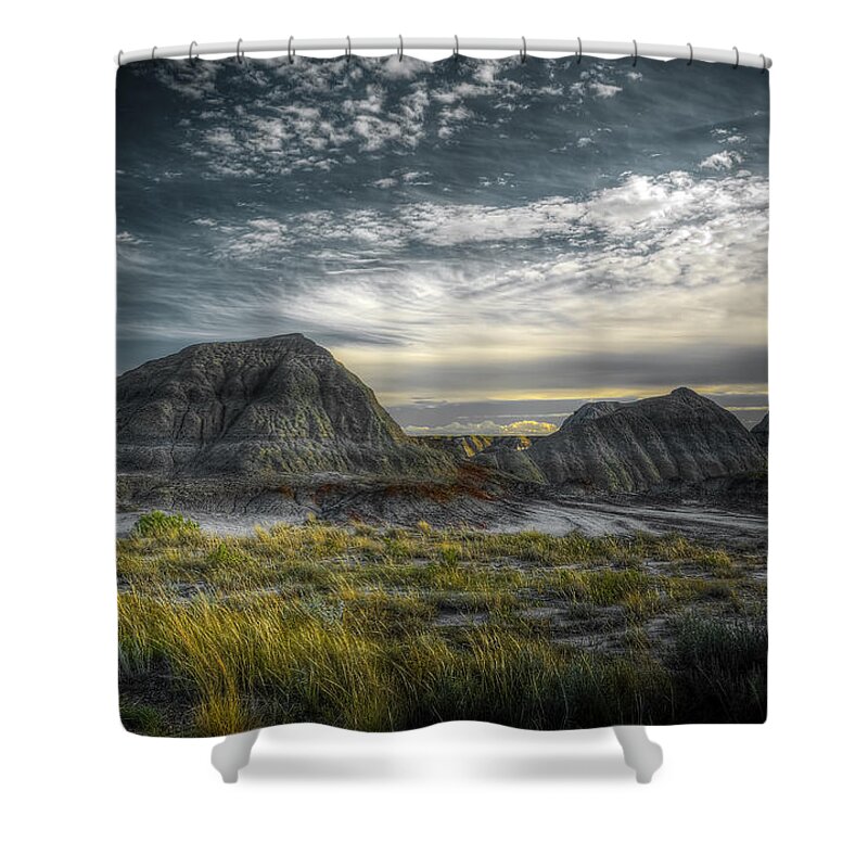 Badlands Shower Curtain featuring the photograph Dinosaur Valley by Wayne Sherriff