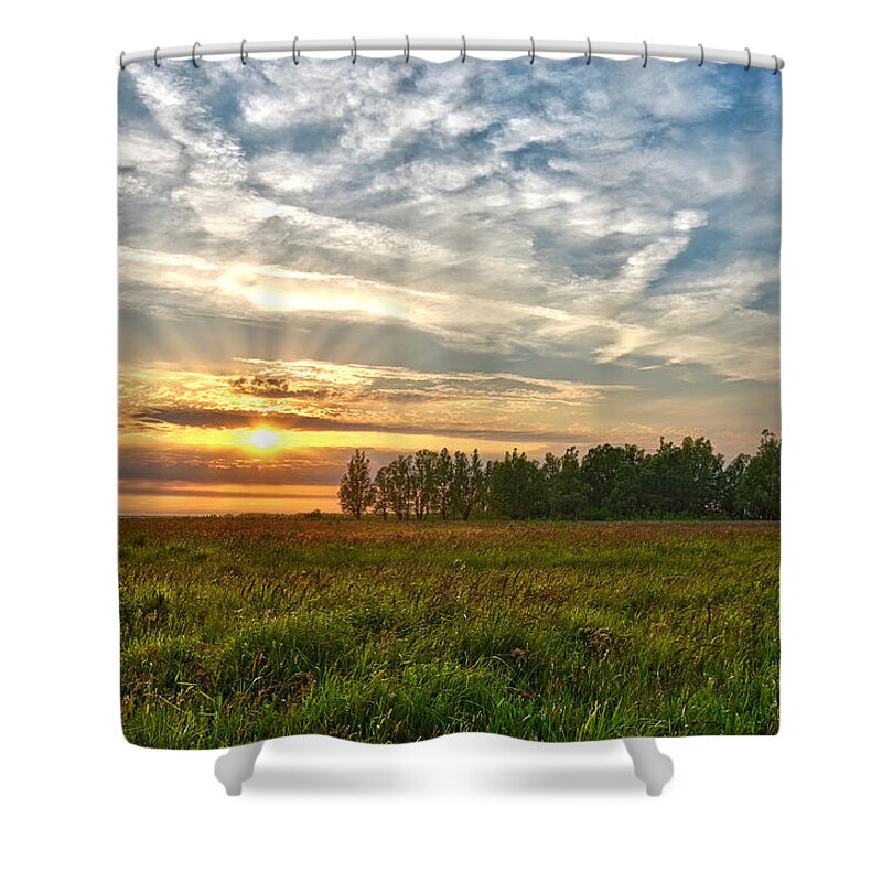 Dutch Shower Curtain featuring the photograph Dintelse Gorzen Sunset by Frans Blok