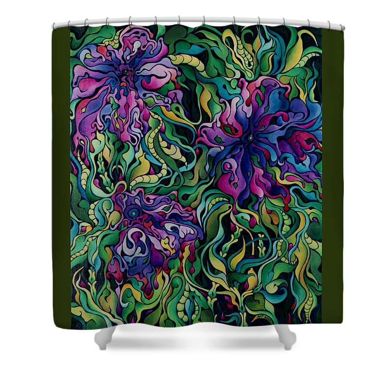 Purple Shower Curtain featuring the painting Dioxazine Disintegration by Amy Ferrari