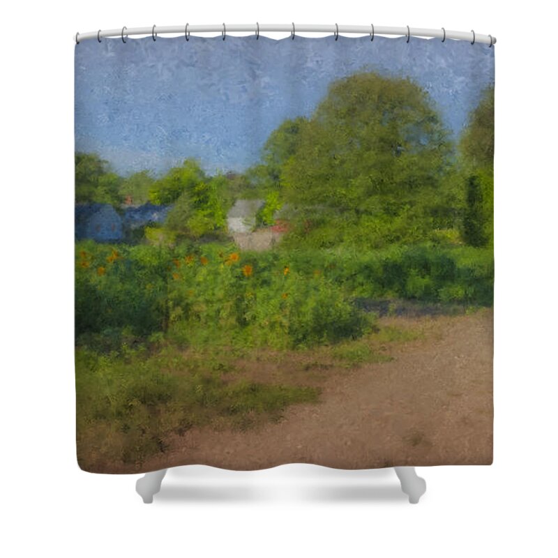 Dirt Road Shower Curtain featuring the painting Dirt Road at Langwater Farm by Bill McEntee