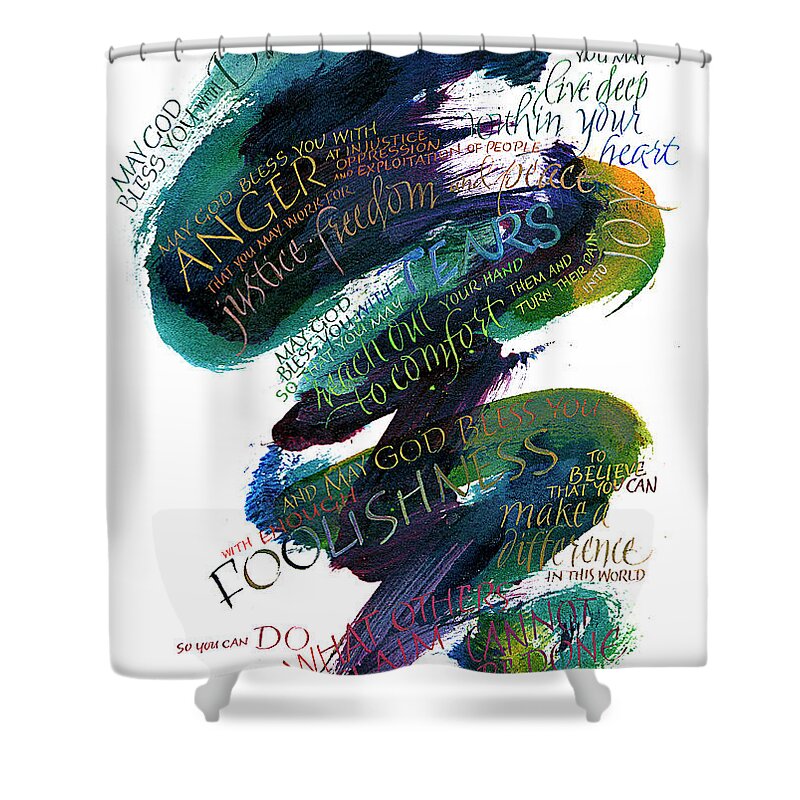 Achievement Shower Curtain featuring the painting Discomfort Teal-Blue by Judy Dodds