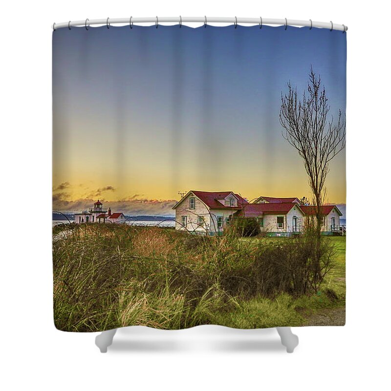 Lighthouse Shower Curtain featuring the photograph Discovery Park Lighthouse by Lorraine Baum