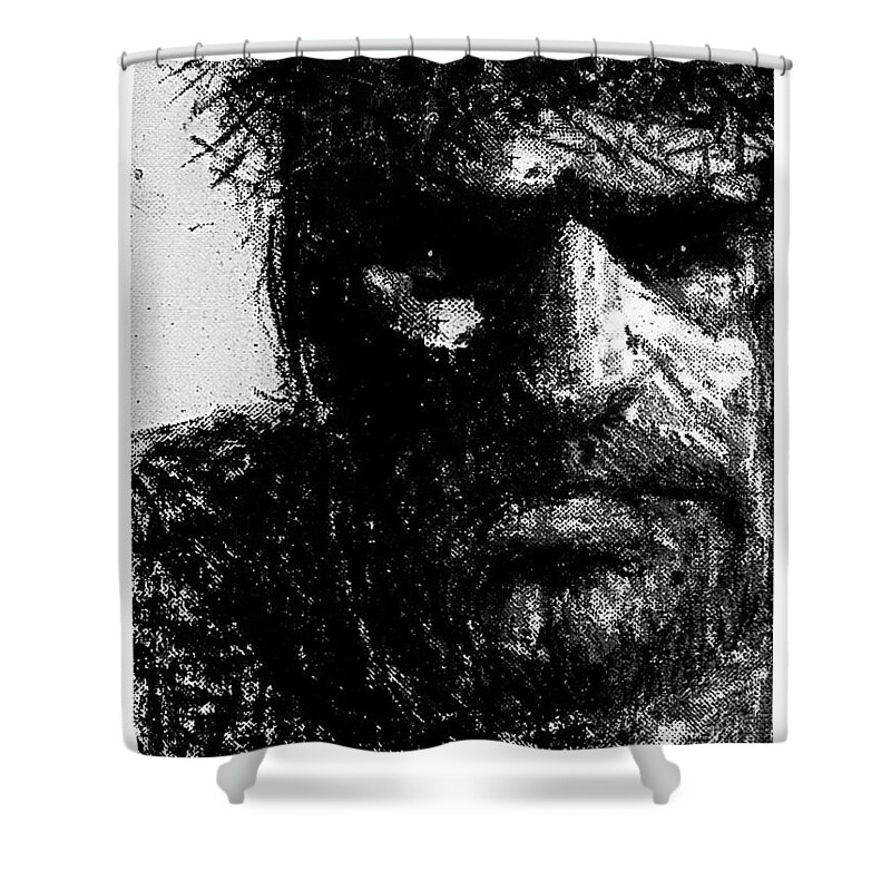 Dismay Shower Curtain featuring the drawing Dismay by Hartmut Jager