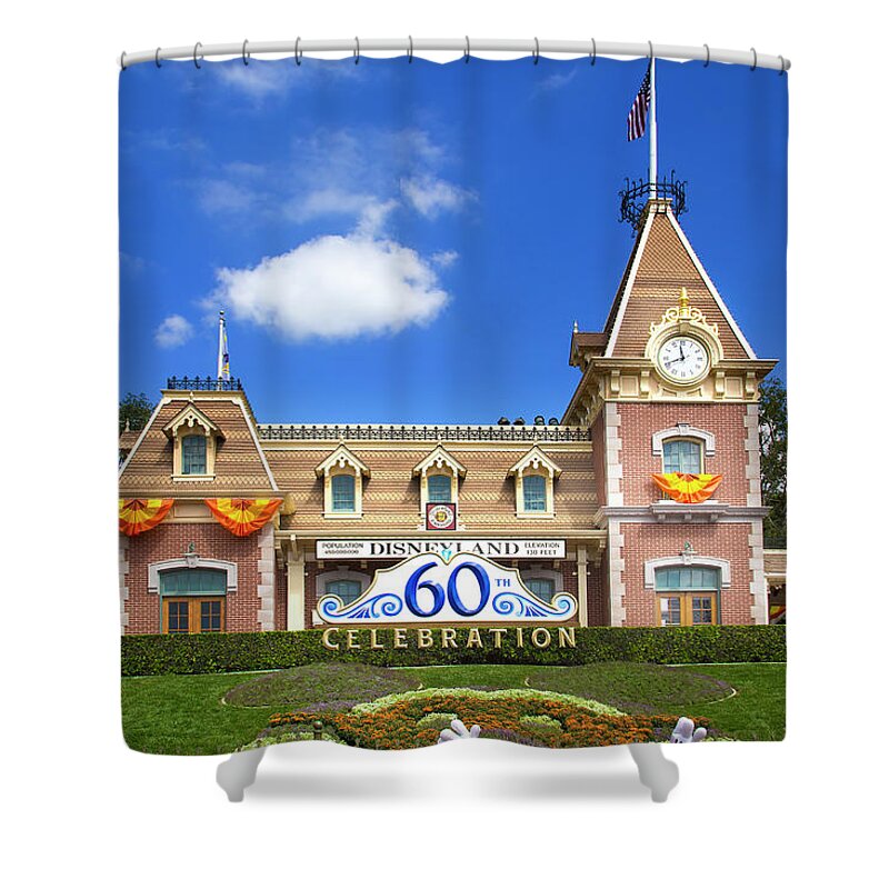 Magic Kingdom Shower Curtain featuring the photograph Disneyland Entrance by Mark Andrew Thomas