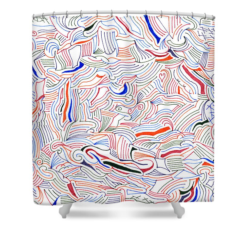 Mazes Shower Curtain featuring the drawing Displacement by Steven Natanson