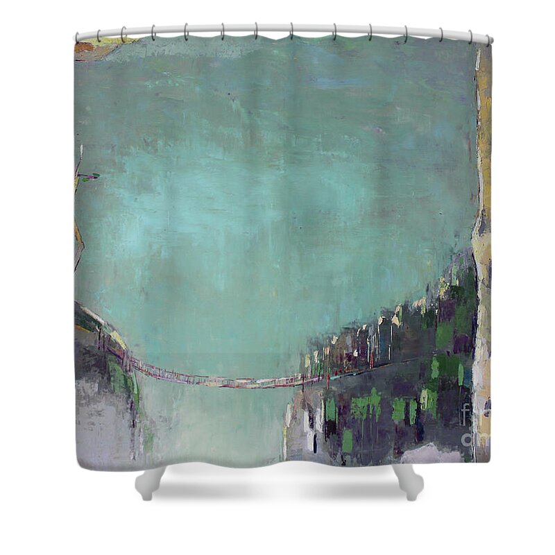 Painting Shower Curtain featuring the painting Distance by Becky Kim