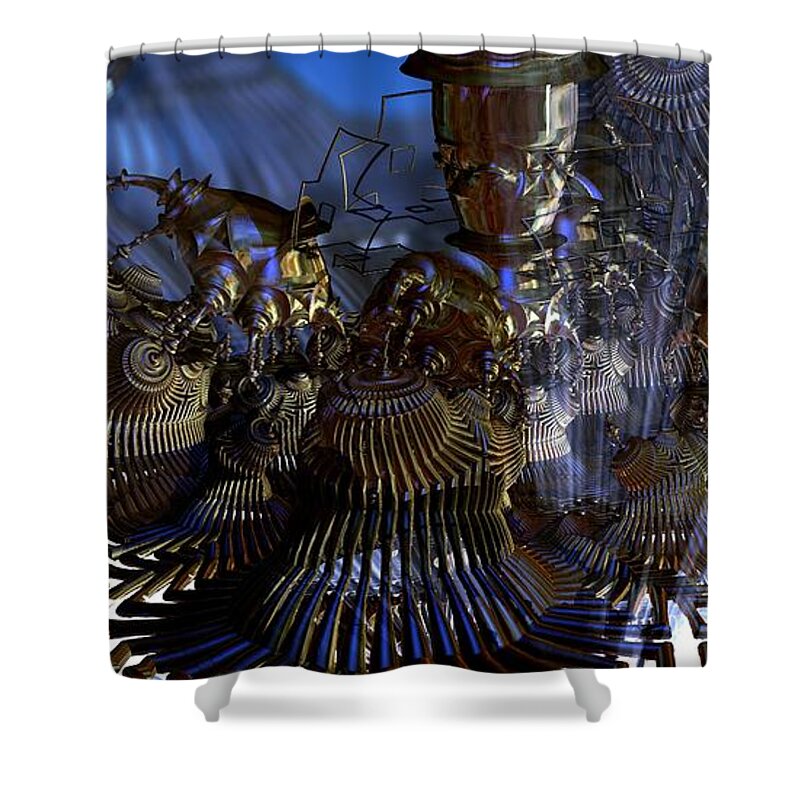 Fractal Shower Curtain featuring the digital art Distillery by Jon Munson II