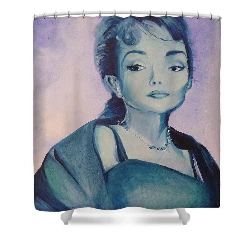 Maria Callas Shower Curtain featuring the painting DIVA I Maria Callas by Lizzy Forrester
