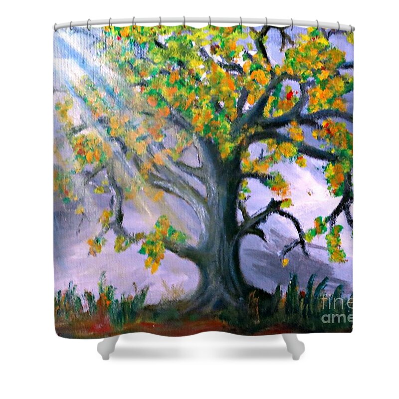Tree Shower Curtain featuring the painting Divinity Inspired 1 by Leanne Seymour