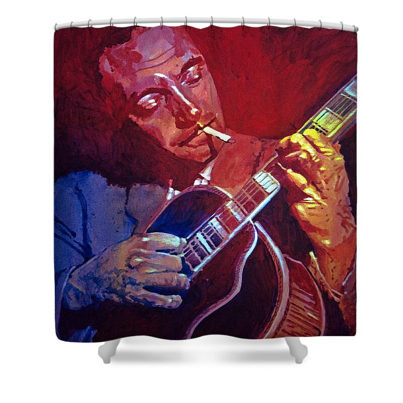 Django Shower Curtain featuring the painting Django Sweet Lowdown by David Lloyd Glover