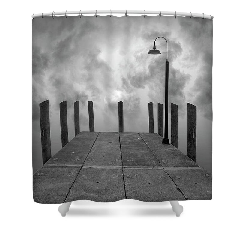 Dock Shower Curtain featuring the photograph Dock and Clouds by David Gordon