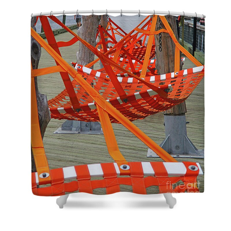 Dock Shower Curtain featuring the photograph Dock Hammocks 2 by Randall Weidner