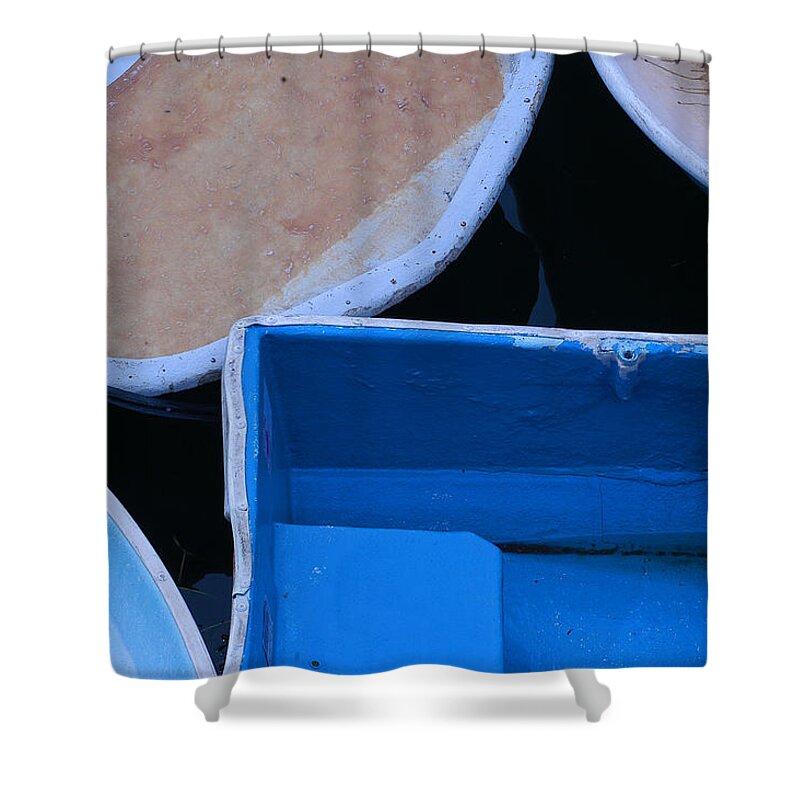 Boat Shower Curtain featuring the photograph Docked Row Boats by Mike Martin