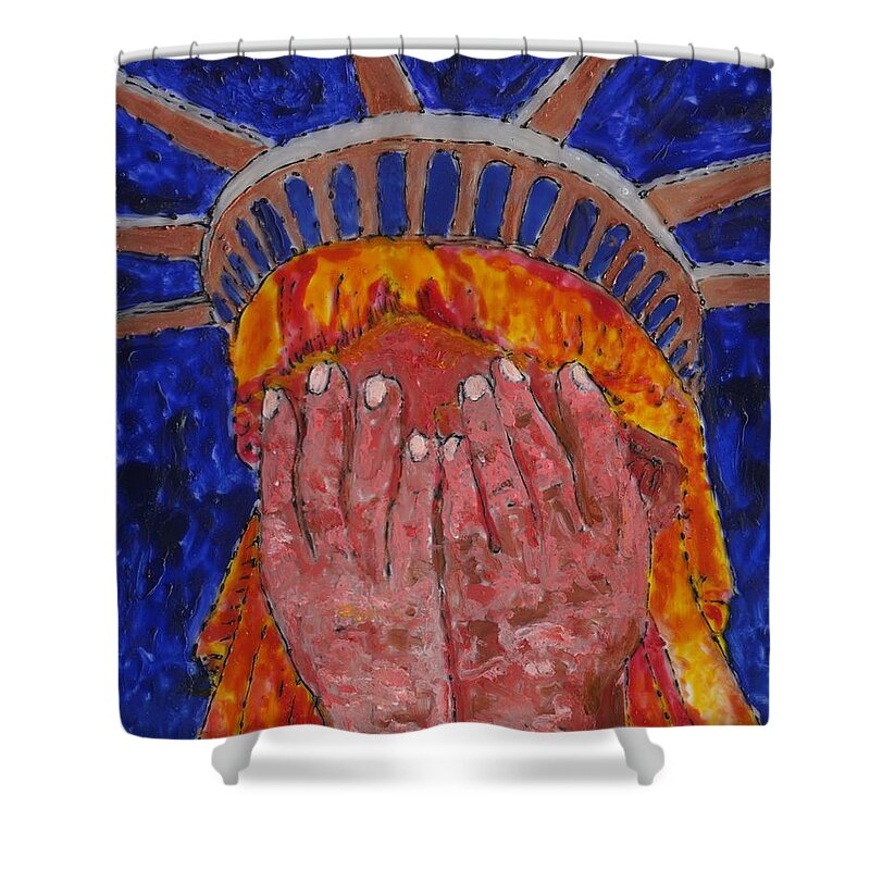 Liberty Shower Curtain featuring the painting Doctor My Eyes by Phil Strang