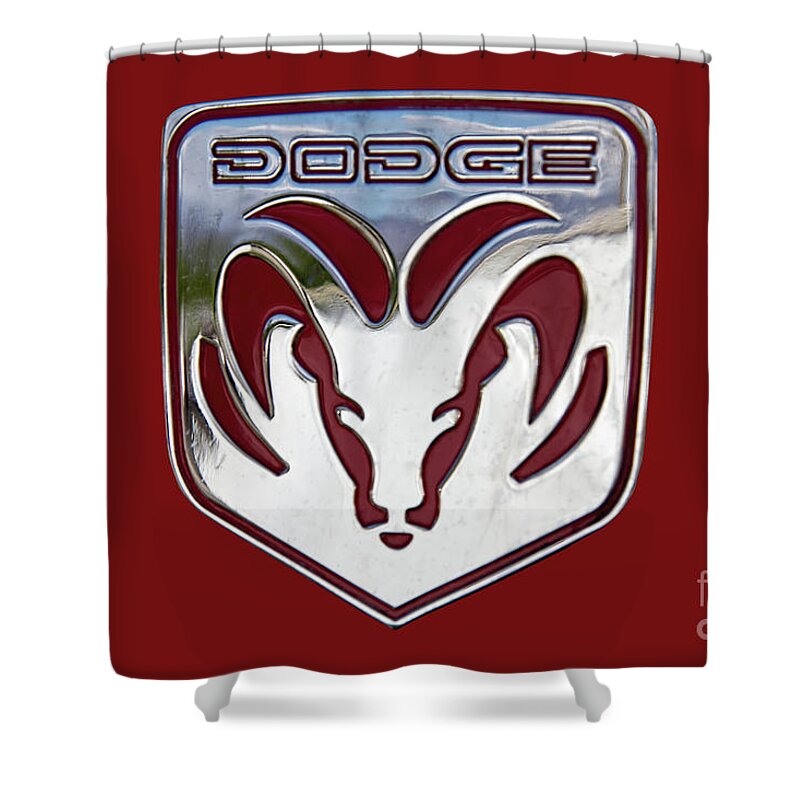 Dodge. Ram Shower Curtain featuring the photograph Dodge Ram Emblem by Nick Gray
