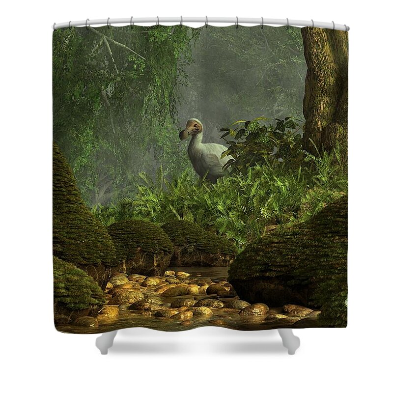 Dodo Shower Curtain featuring the digital art Dodo Creek by Daniel Eskridge