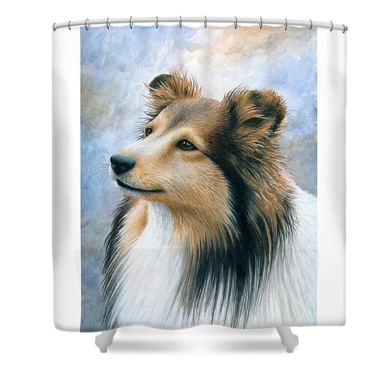 Dog Shower Curtain featuring the painting Dog 122 by Lucie Dumas