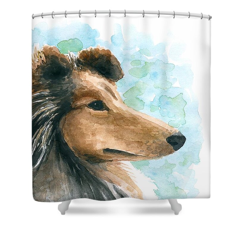 Dog Shower Curtain featuring the painting Dog 132 by Lucie Dumas