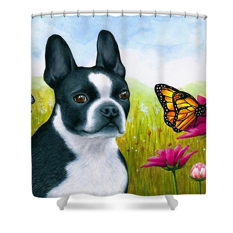 Dog Shower Curtain featuring the painting Dog 134 by Lucie Dumas