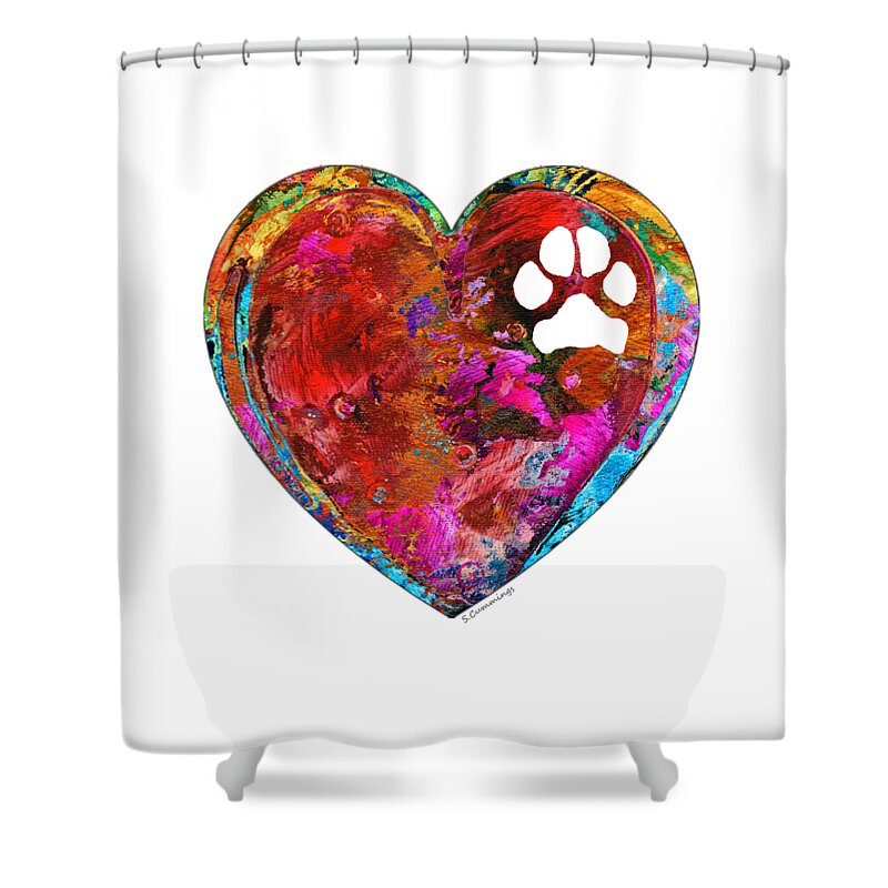 Paw Shower Curtain featuring the painting Dog Art - Puppy Love 2 - Sharon Cummings by Sharon Cummings