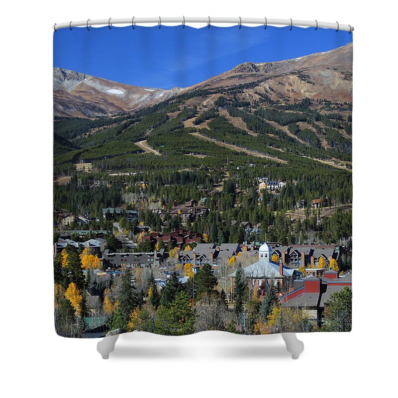 Breckenridge Shower Curtain featuring the photograph I'm Doing My Snow Dance by Fiona Kennard