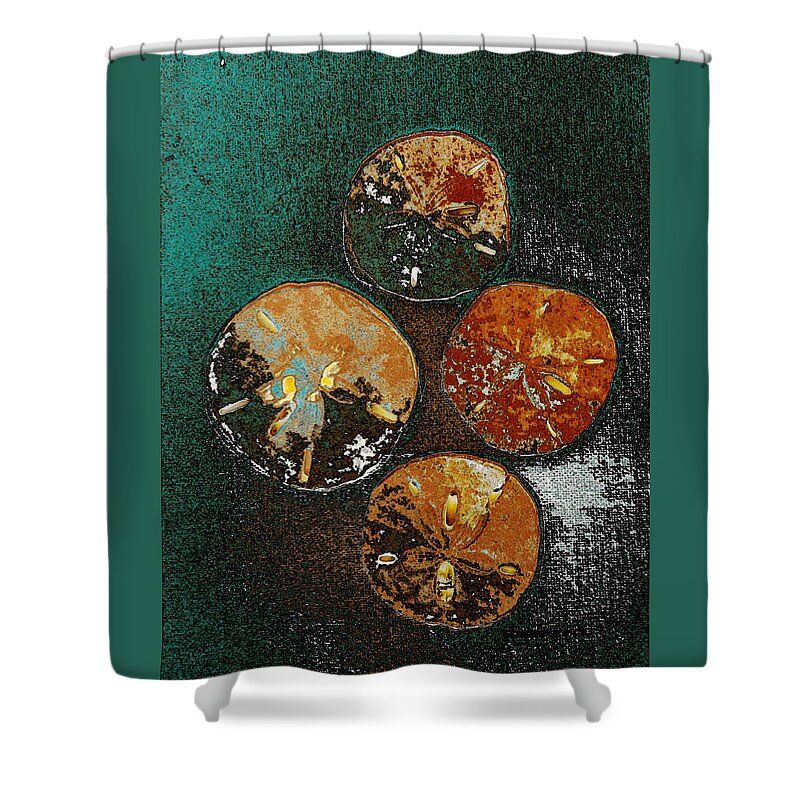 Abstract Shower Curtain featuring the mixed media Dollars in the Sand by Lenore Senior