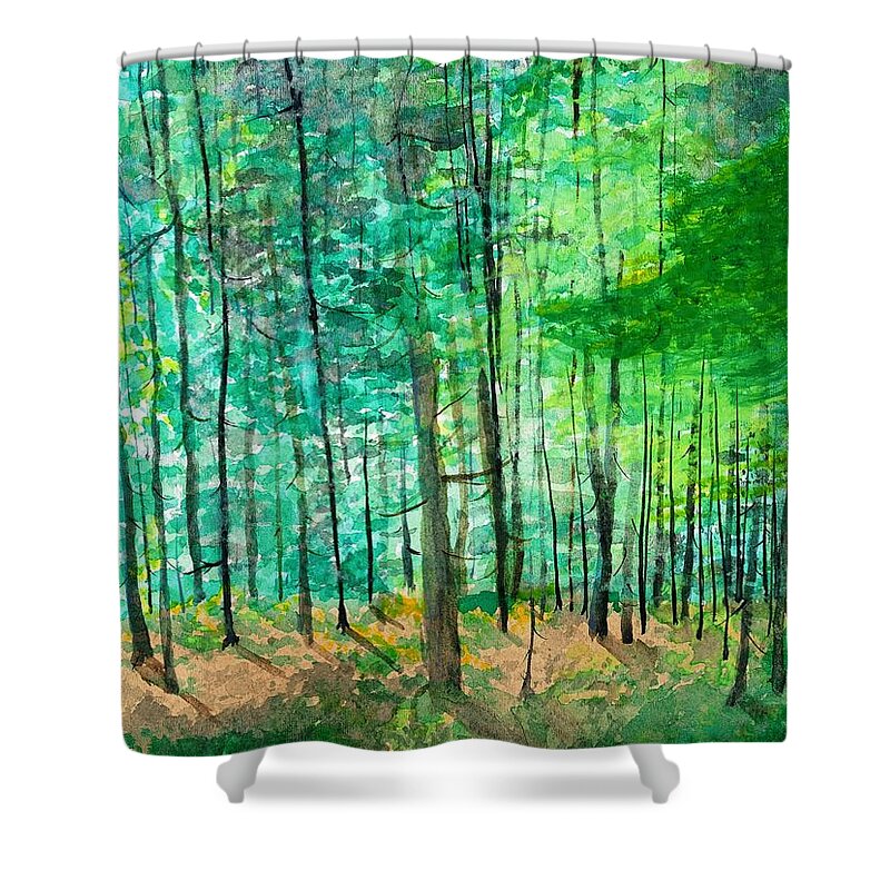 Landscape Shower Curtain featuring the painting Dolly Sods Trees by David Bartsch