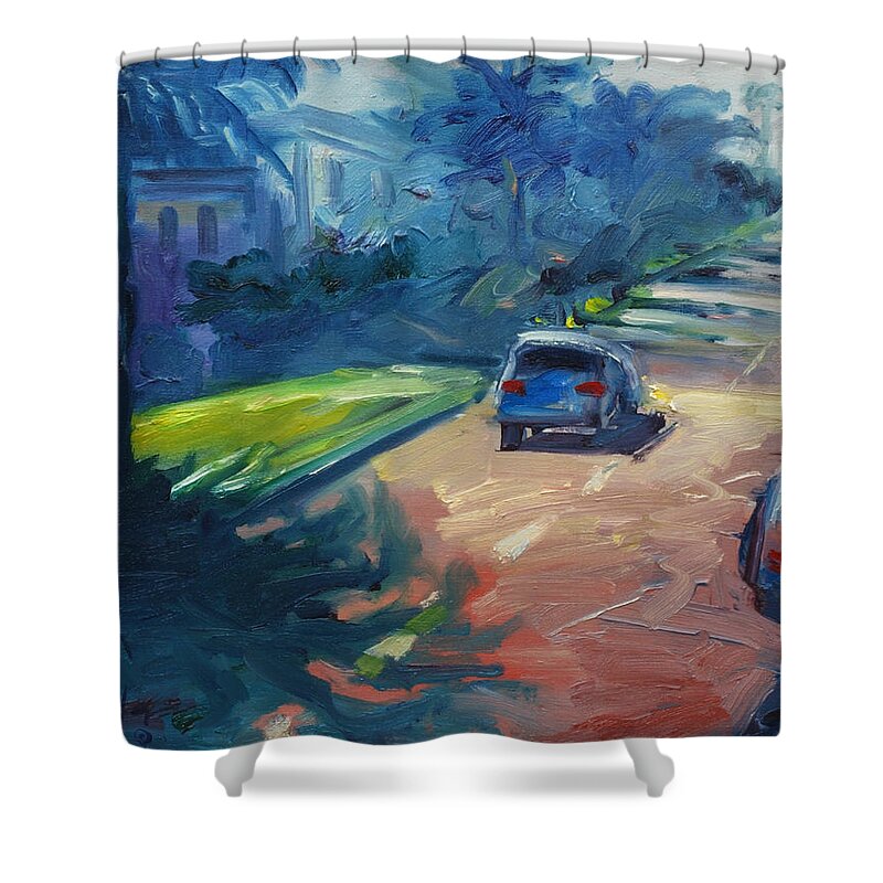 Cityscape Shower Curtain featuring the painting Dolores street by Rick Nederlof