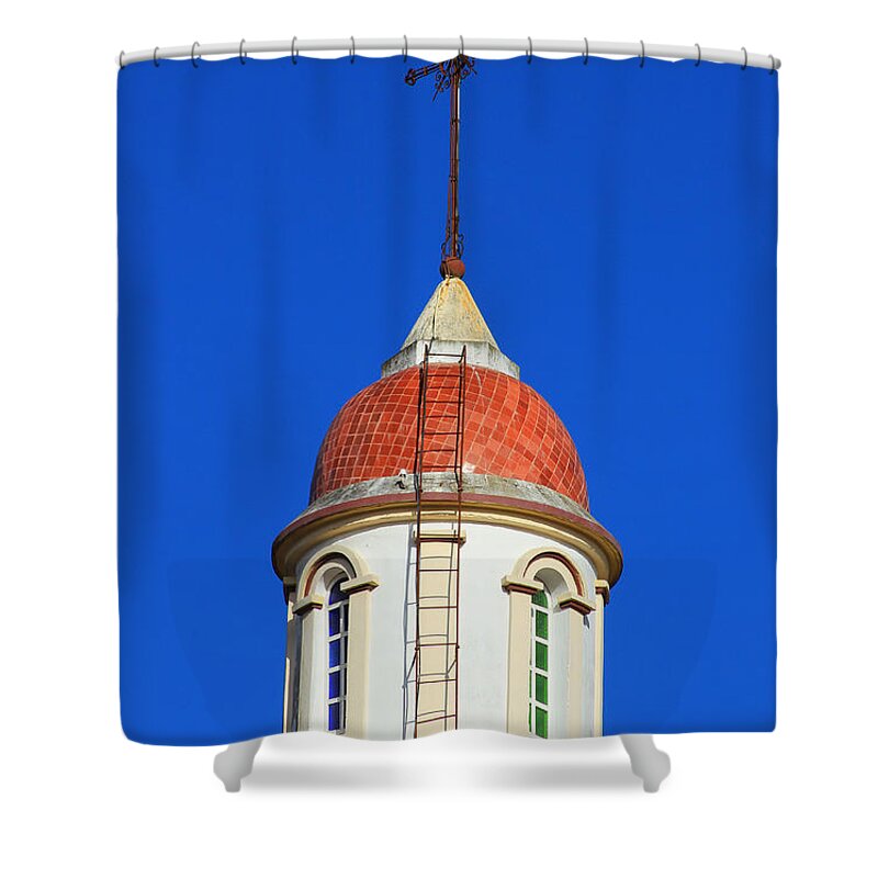 Dome Shower Curtain featuring the photograph Dome and Cross on a Church by Robert Hamm