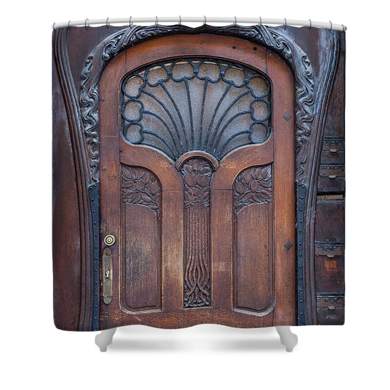 Art Nouveau Shower Curtain featuring the photograph Door at number 22 in Strasbourg by W Chris Fooshee