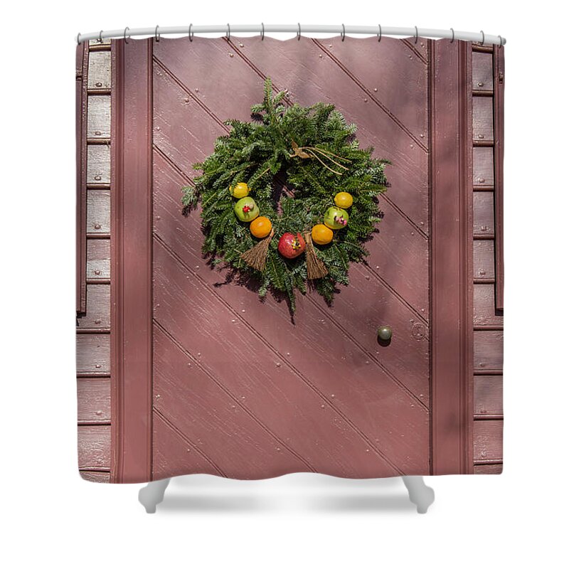 2015 Shower Curtain featuring the photograph Door of John Crump House by Teresa Mucha