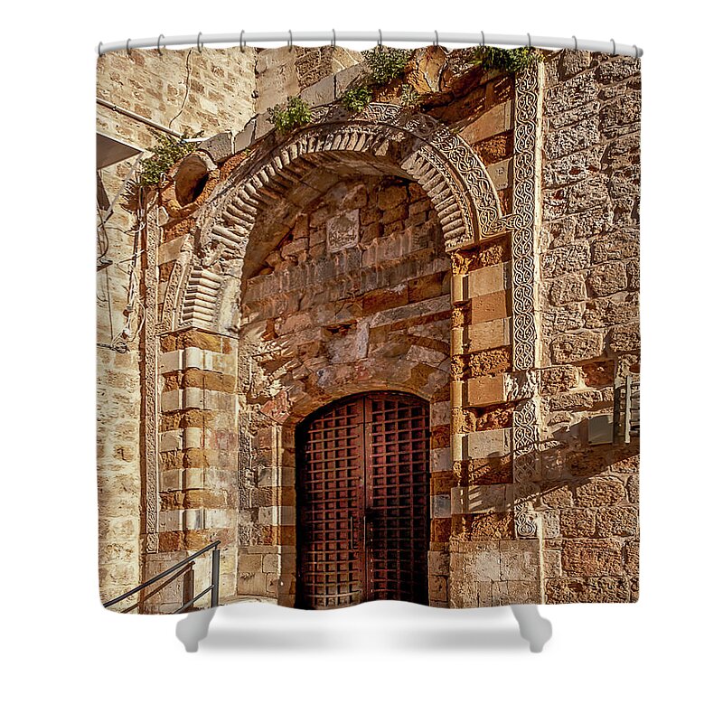 Akko Shower Curtain featuring the photograph Doorway In Akko by Endre Balogh