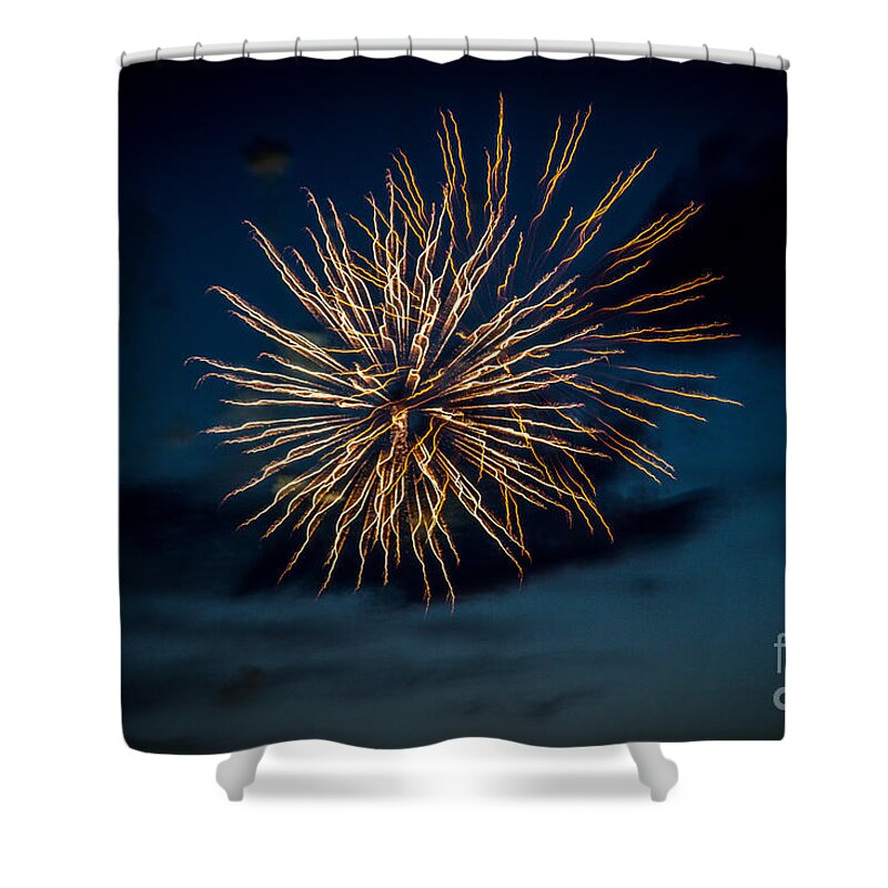 Fireworks Shower Curtain featuring the photograph Double Explosion by Robert Bales