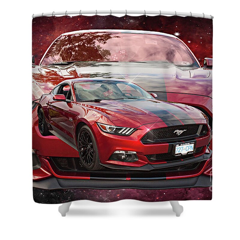 Cars Shower Curtain featuring the photograph Double Exposure Mustang by Randy Harris