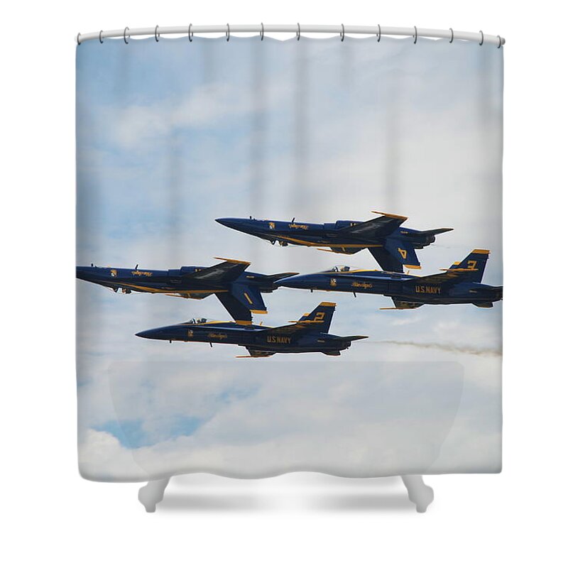 Blue Angels Shower Curtain featuring the photograph Double Farvel by Amanda Jones