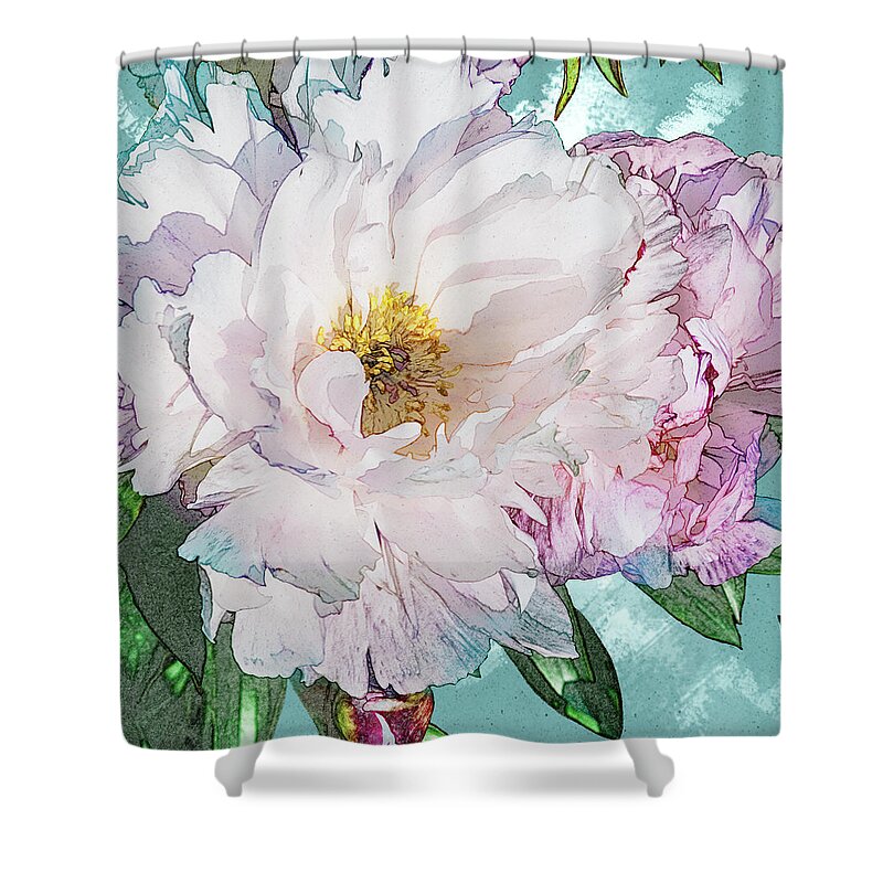 5dii Shower Curtain featuring the digital art Double Peony by Mark Mille