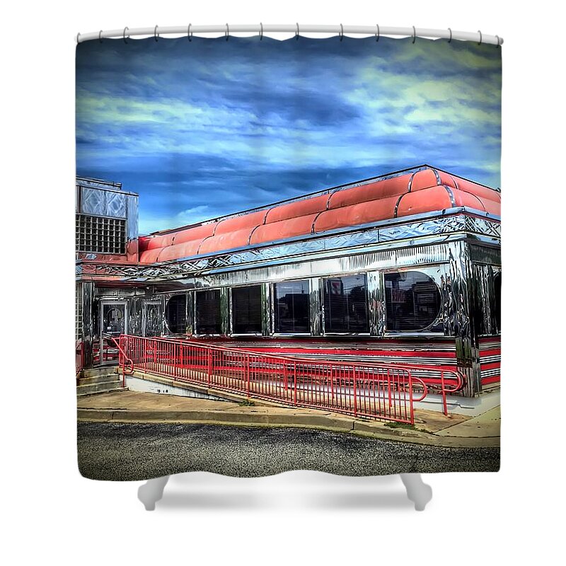 Diner Shower Curtain featuring the photograph Double T Diner by Chris Montcalmo