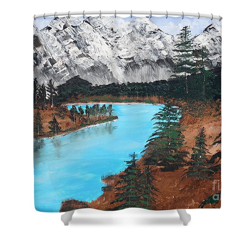 Landscape Shower Curtain featuring the painting Down in the Valley by Jimmy Clark
