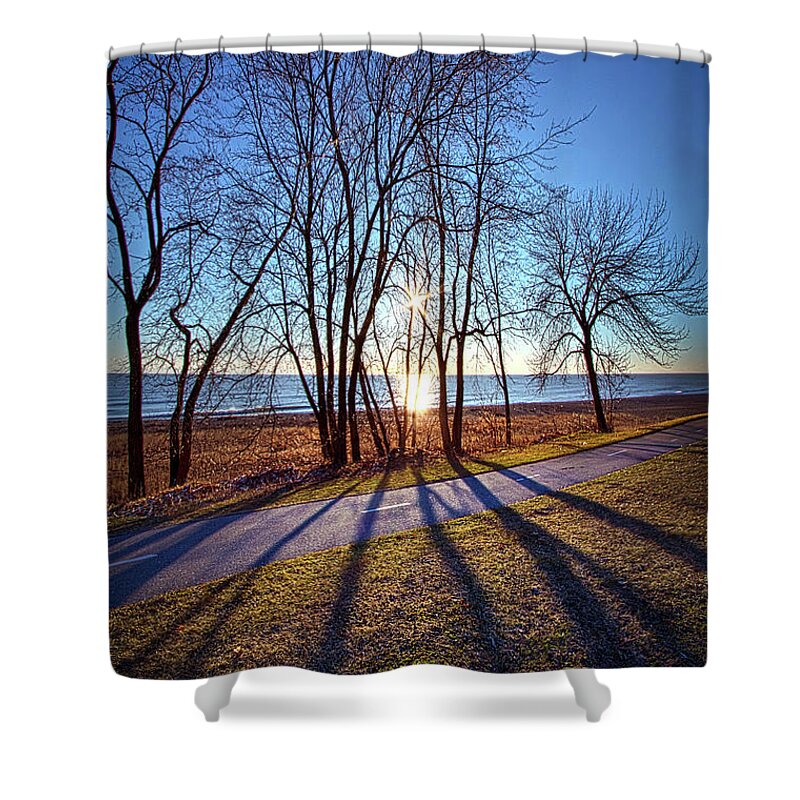 Sun Shower Curtain featuring the photograph Down This Way We Meander by Phil Koch