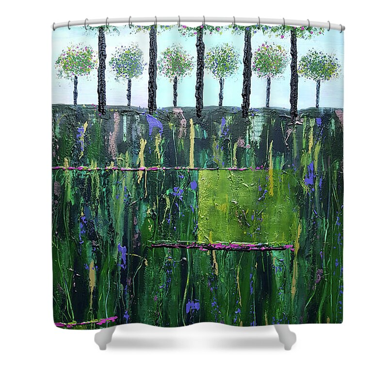 Acrylic Shower Curtain featuring the painting Down Under by Diana Hrabosky