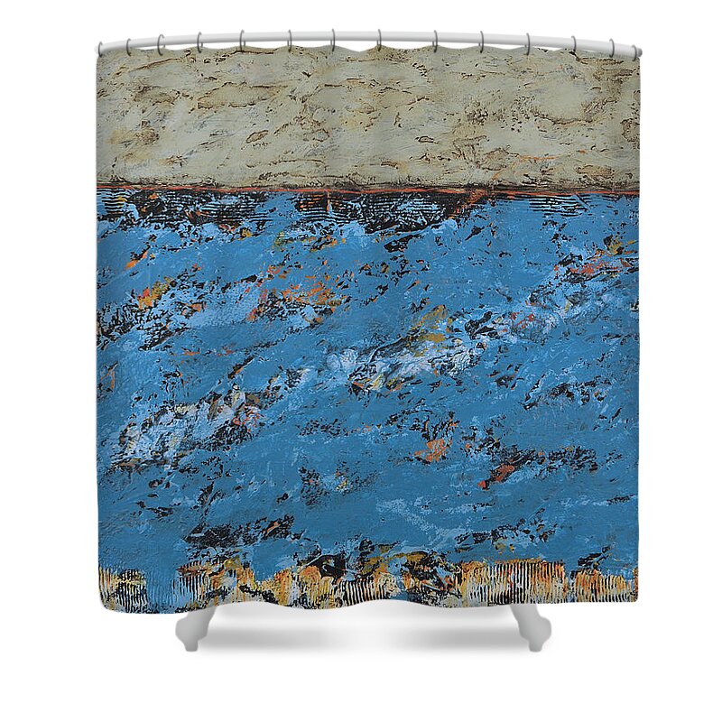 Abstract Shower Curtain featuring the painting Down Under by Jim Benest