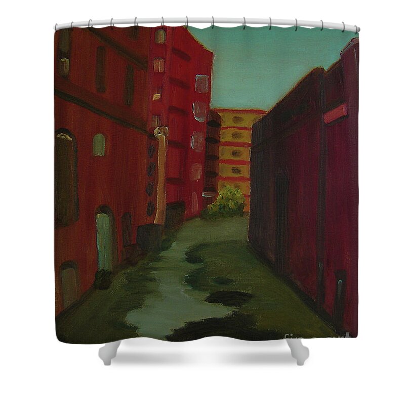 Maine Shower Curtain featuring the painting Downtown Alley-Portland Maine by Lilibeth Andre