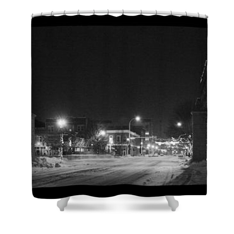 Old Buildings Shower Curtain featuring the photograph Downtown City Lights by Jana Rosenkranz