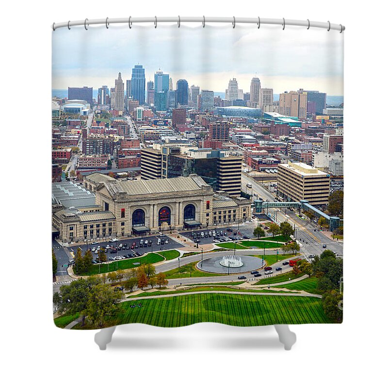 Union Station Shower Curtain featuring the photograph Downtown Kansas City from Liberty Memorial Tower by Catherine Sherman